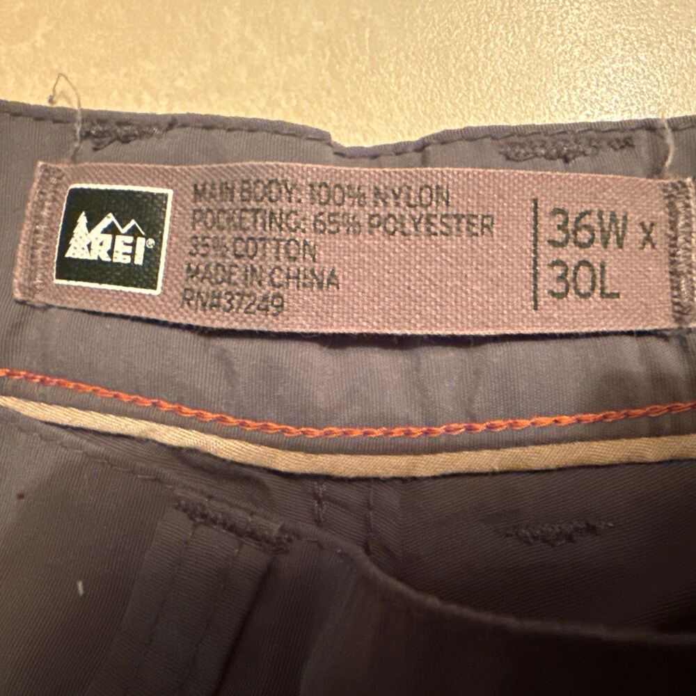 REI Nylon Hiking Pants Mens Size 36 x 30 Dark Gray Lightweight Outdoor Gorpcore